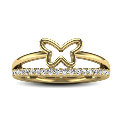10K Yellow Gold 1/5 Ct.tw Diamond Butterfly Ring