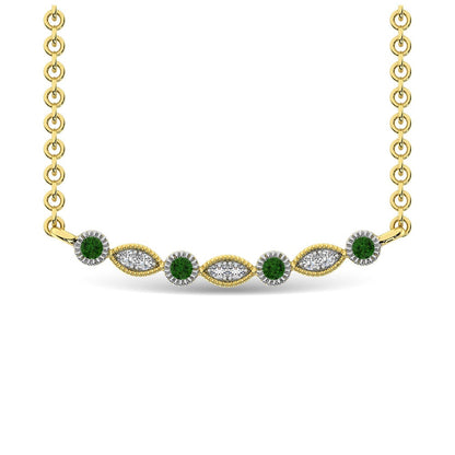 Diamond 1/10 Ct.Tw. And Tsavorite Fashion Necklace in 10K Yellow Gold