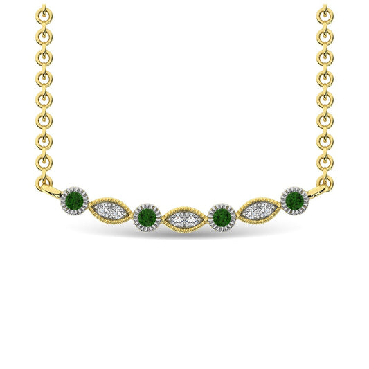 Diamond 1/10 Ct.Tw. And Tsavorite Fashion Necklace in 10K Yellow Gold