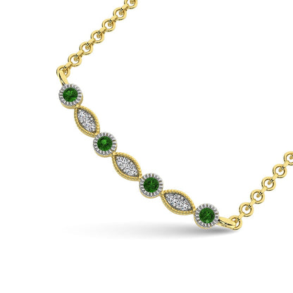 Diamond 1/10 Ct.Tw. And Tsavorite Fashion Necklace in 10K Yellow Gold