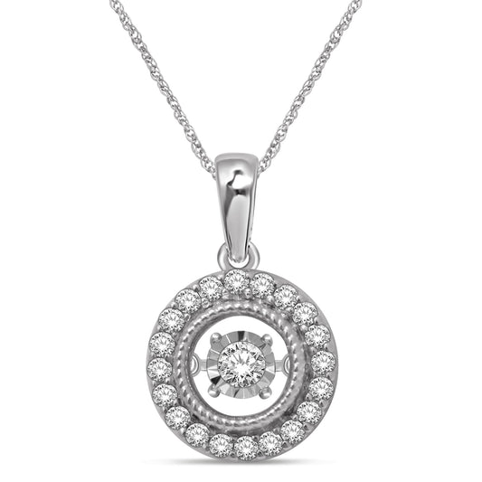 10K White Gold 1/4 Ct.tw Moving Diamond Pendant
