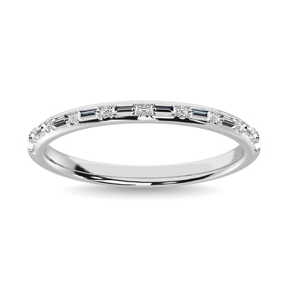 Diamond 1/10 Ct.Tw. Round and Baguette Stackable Ring in 14K White Gold