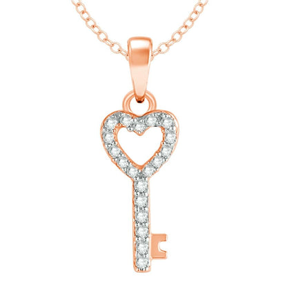 10K Rose Gold 1/10 Ct.tw Diamond Double Heart Pendant