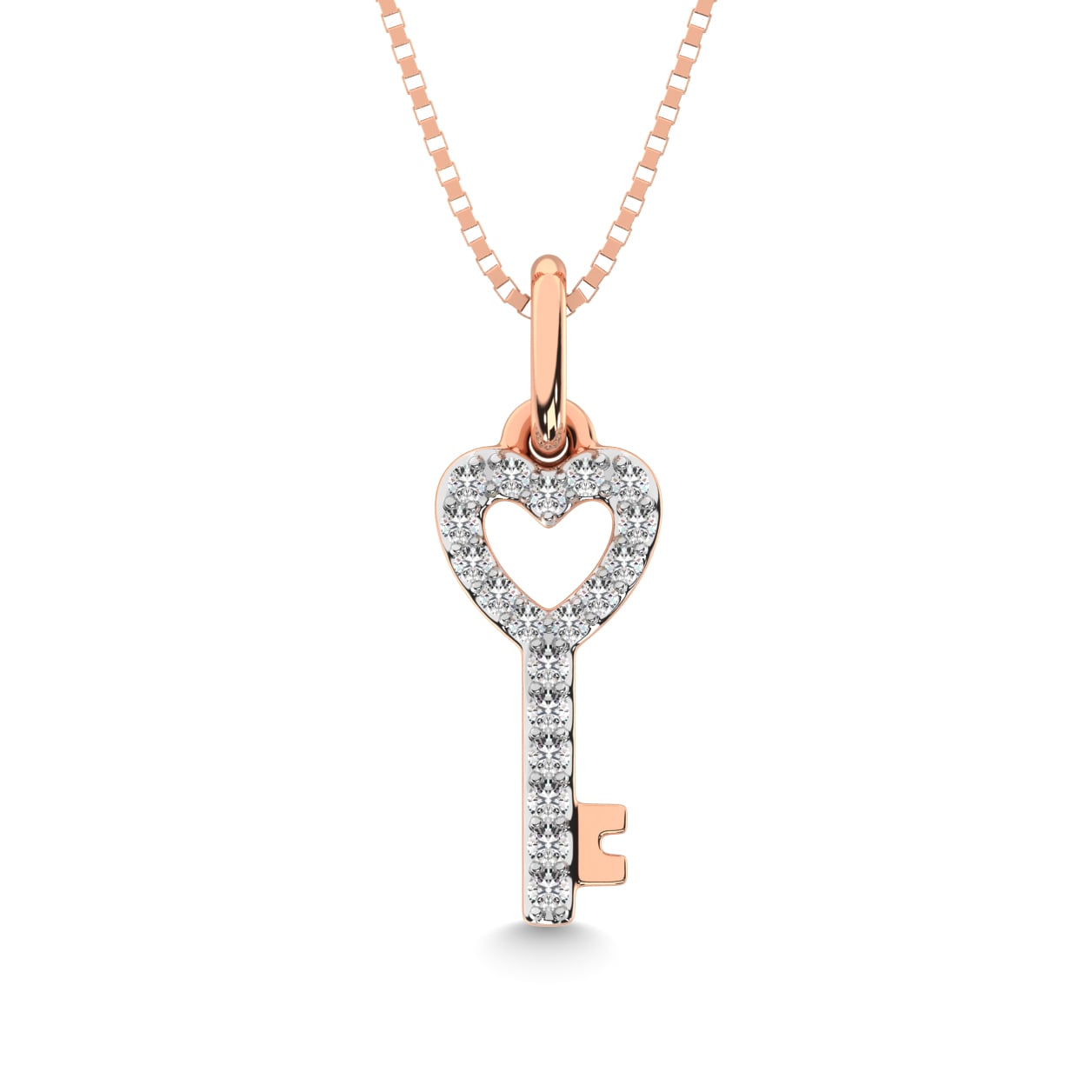 10K Rose Gold 1/10 Ct.tw Diamond Double Heart Pendant