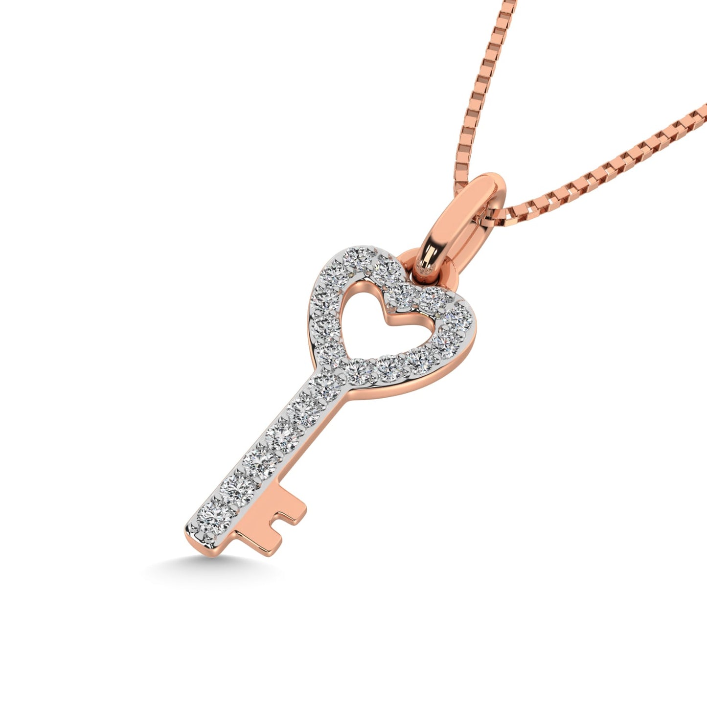 10K Rose Gold 1/10 Ct.tw Diamond Double Heart Pendant