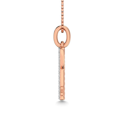 10K Rose Gold 1/10 Ct.tw Diamond Double Heart Pendant