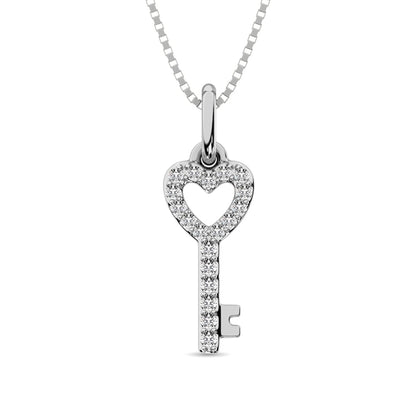 10K White Gold 1/10 Ct.tw Diamond Double Heart Pendant