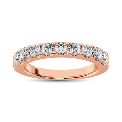 14K Rose Gold Diamond 3/4 Ct.Tw. 9 Stone Anniversary Band