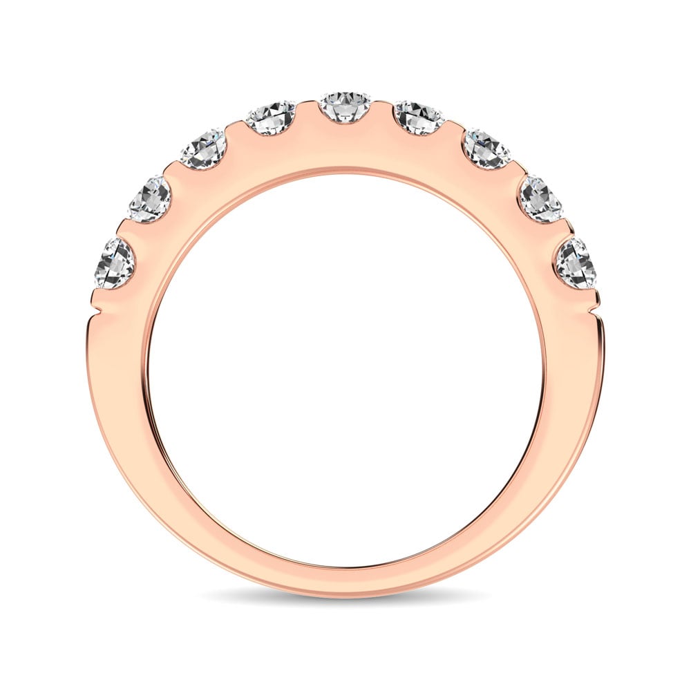 14K Rose Gold Diamond 3/4 Ct.Tw. 9 Stone Anniversary Band