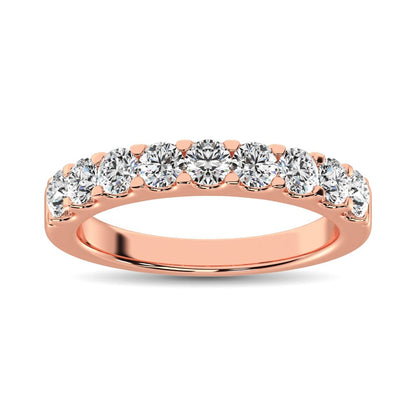 14K Rose Gold Diamond 1 Ct.Tw. 9 Stone Anniversary Band
