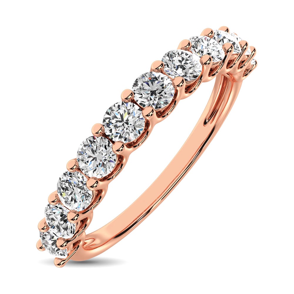 14K Rose Gold Diamond 3/4 Ct.Tw. 9 Stone Anniversary Band