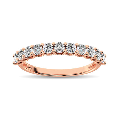 14K Rose Gold Diamond 3/4 Ct.Tw. 9 Stone Anniversary Band