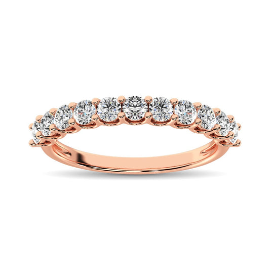 14K Rose Gold Diamond 3/4 Ct.Tw. 9 Stone Anniversary Band
