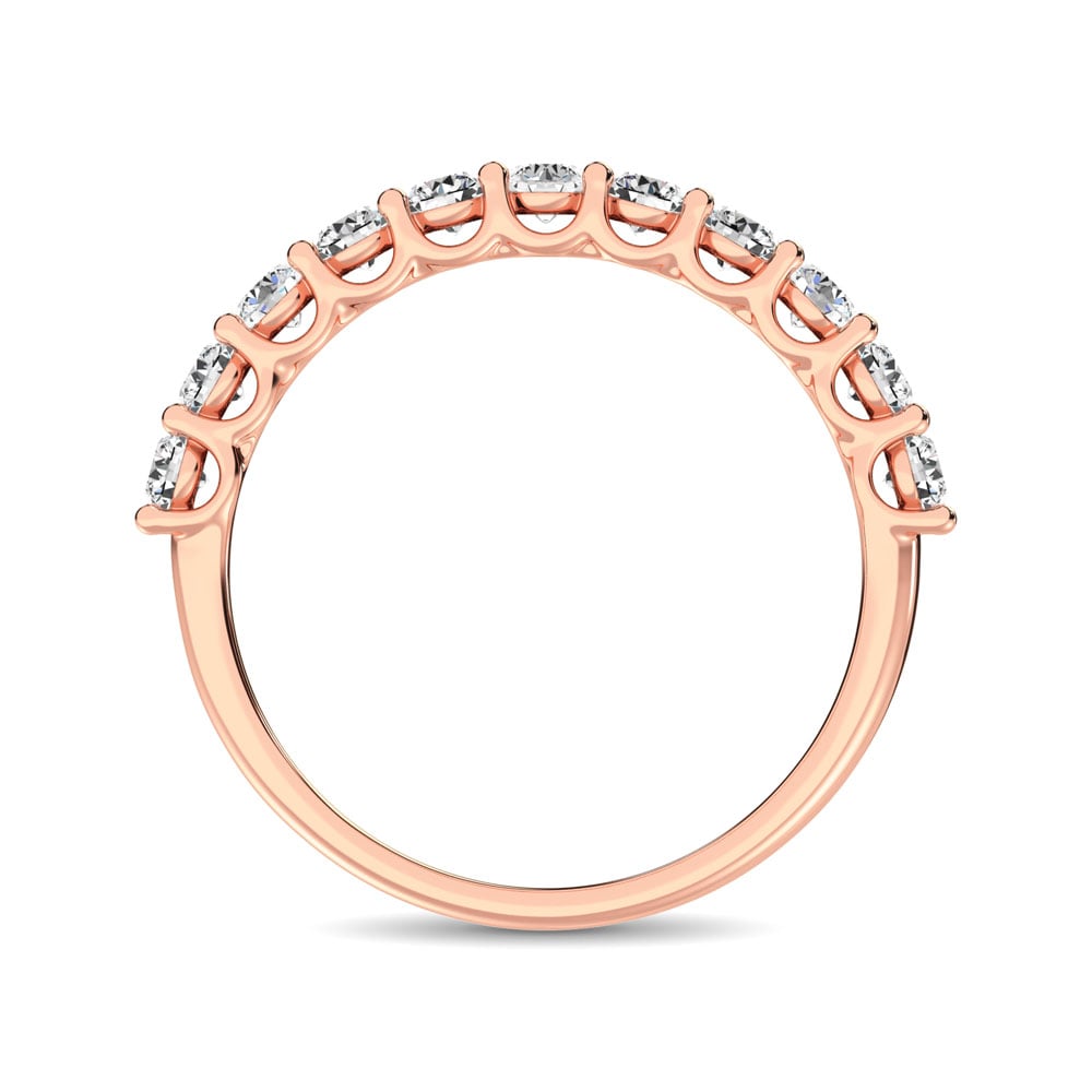 14K Rose Gold Diamond 3/4 Ct.Tw. 9 Stone Anniversary Band
