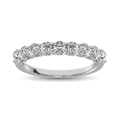 14K White Gold Diamond 1 Ct.Tw. 9 Stone Anniversary Band