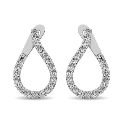 14K White Gold Diamond 5/8 Ct.Tw. Hoop Earrings