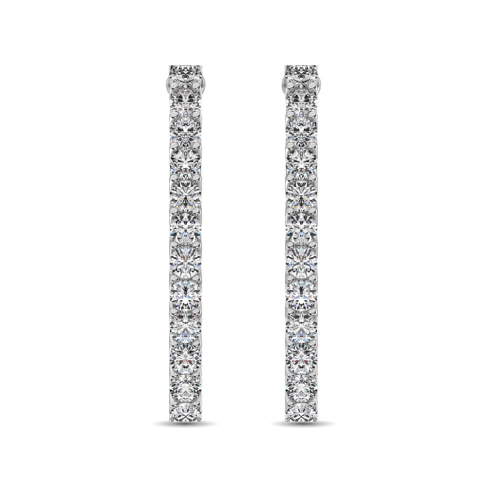 14K White Gold Diamond 3/4 Ct.Tw. In and Out Hoop Earrings