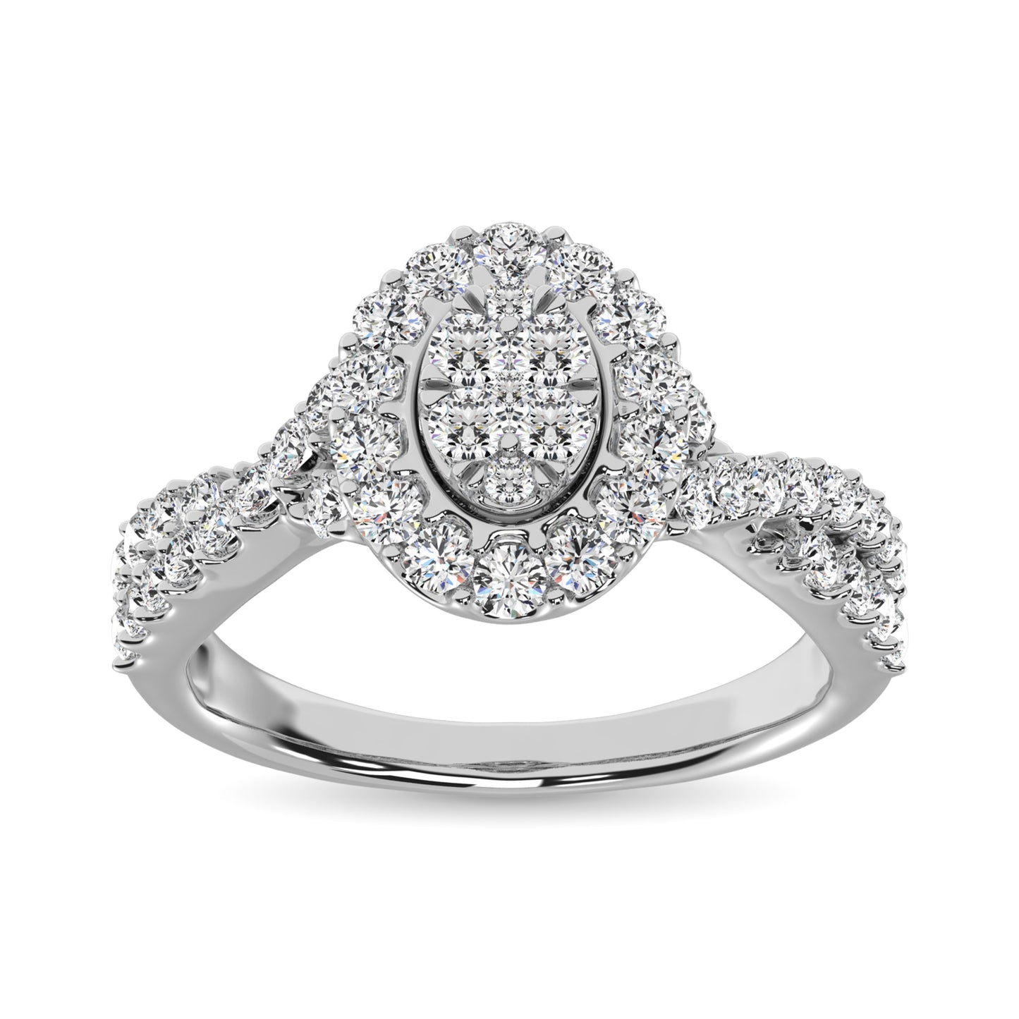 Diamond 1 Ct.Tw. Oval Shape Engagement Ring in 10K White Gold