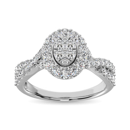 Diamond 1 Ct.Tw. Oval Shape Engagement Ring in 10K White Gold