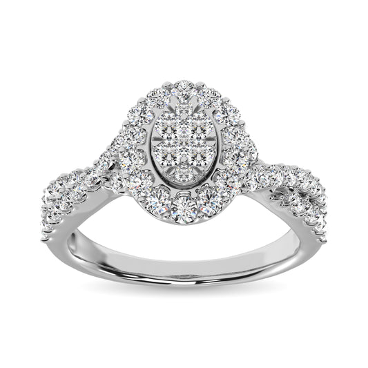 Diamond 1 Ct.Tw. Oval Shape Engagement Ring in 10K White Gold