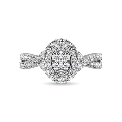 Diamond 1 Ct.Tw. Oval Shape Engagement Ring in 10K White Gold