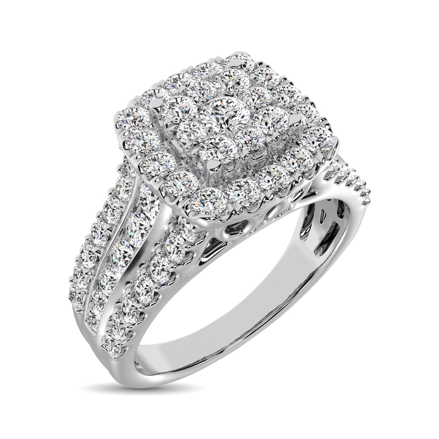 Diamond 1 1/2 Ct.Tw. Square Shape Engagement Ring in 10K White Gold