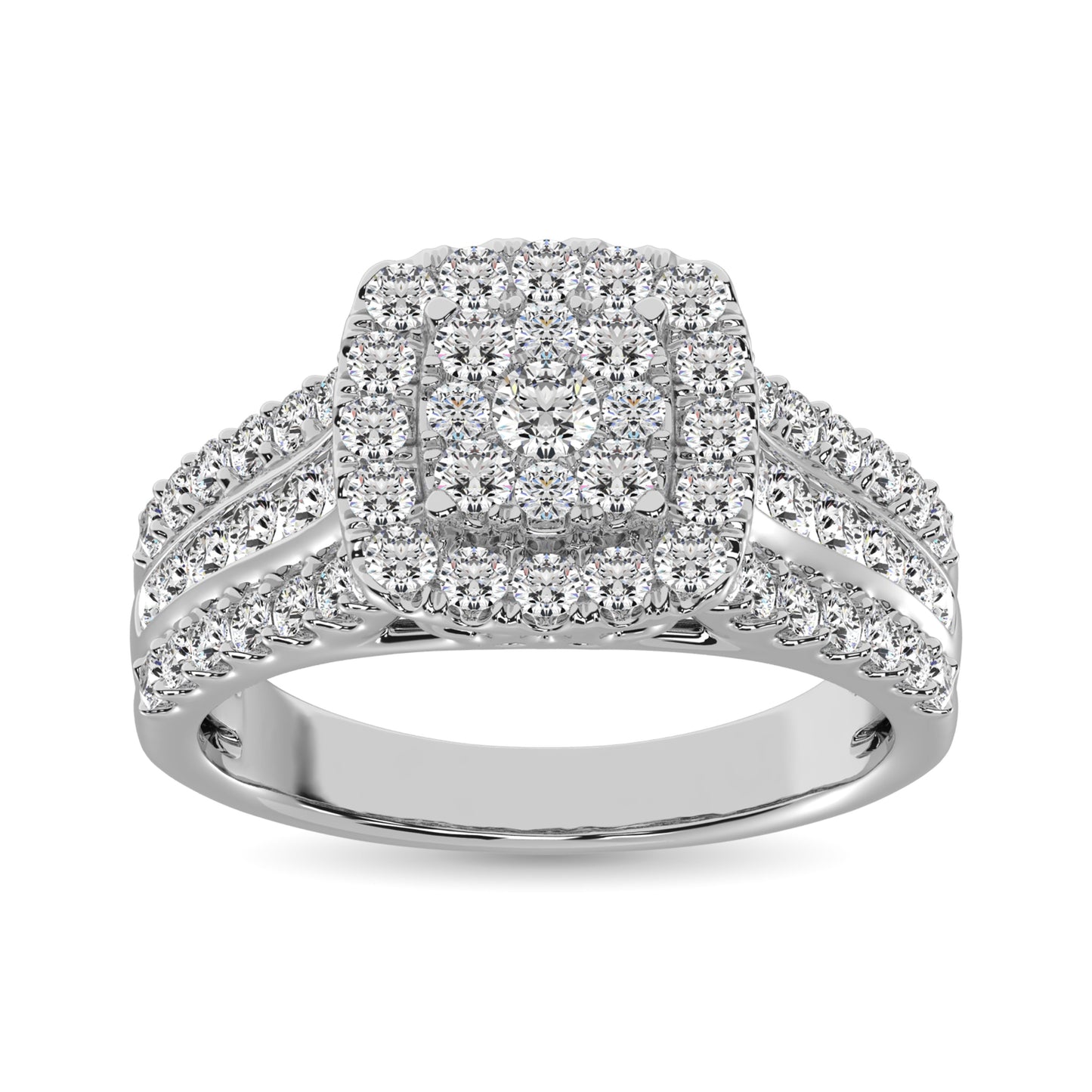 Diamond 1 1/2 Ct.Tw. Square Shape Engagement Ring in 10K White Gold