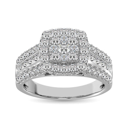 Diamond 1 1/2 Ct.Tw. Square Shape Engagement Ring in 10K White Gold