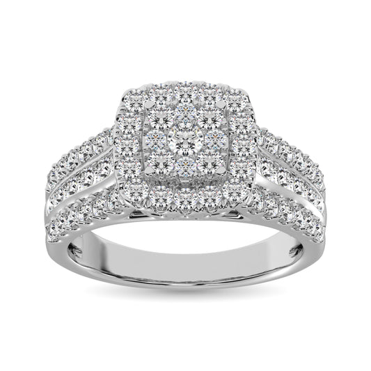 Diamond 1 1/2 Ct.Tw. Square Shape Engagement Ring in 10K White Gold