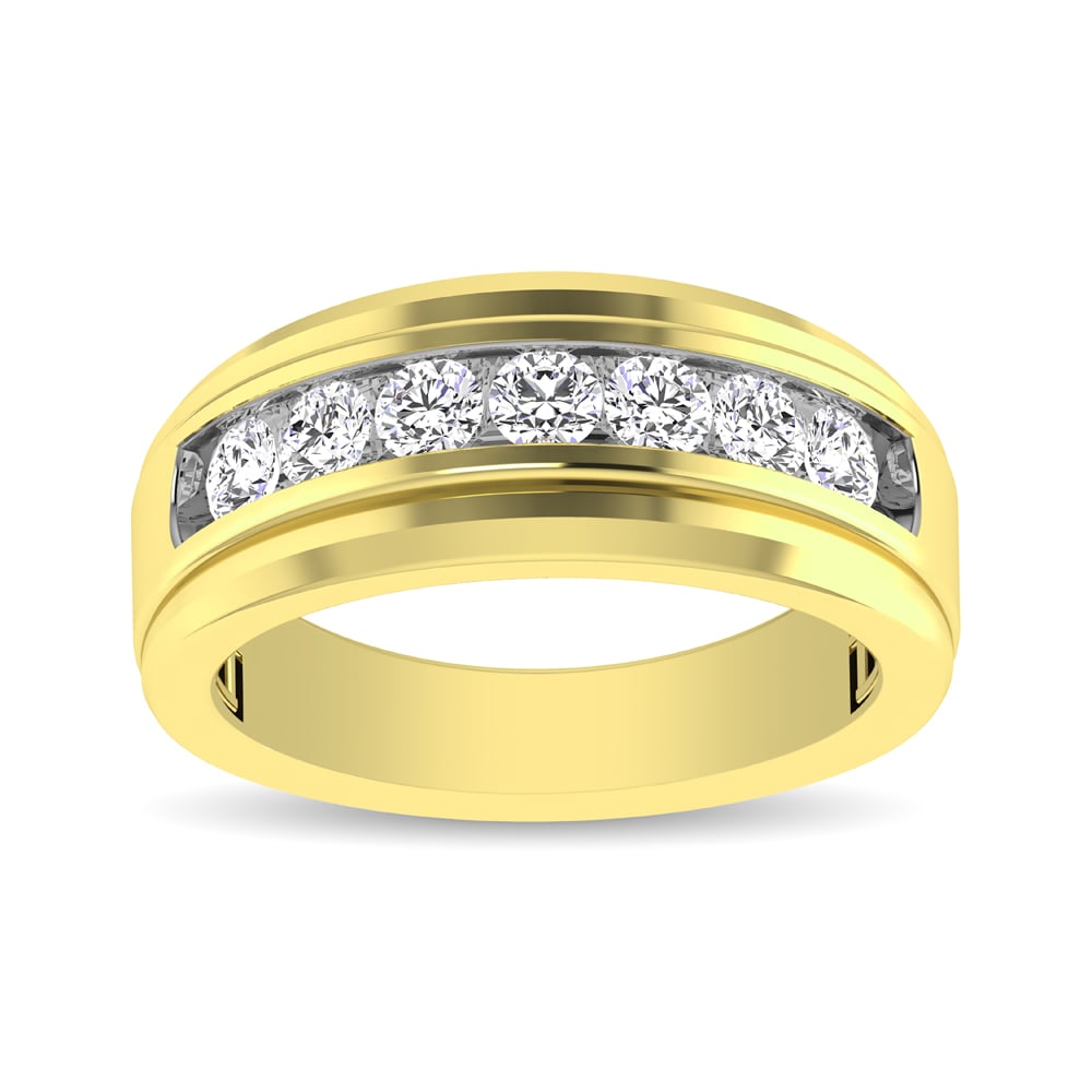 10K Yellow Gold 1 Ct.tw Round Cut Diamond Men?s Wedding Band