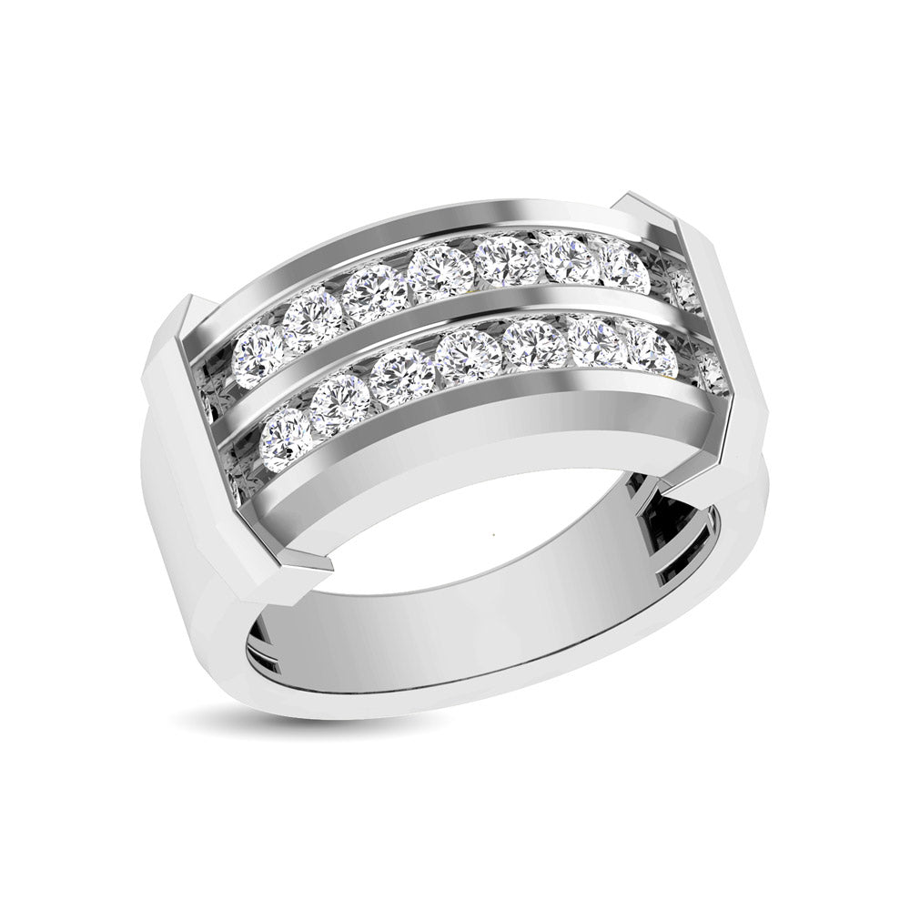 10K White Gold 1/5 Ct.tw Round Cut Diamond Men?s Wedding Band