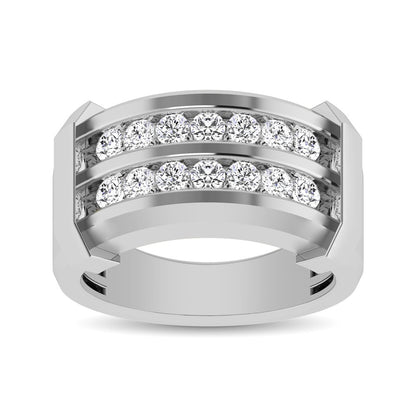 10K White Gold 1/5 Ct.tw Round Cut Diamond Men?s Wedding Band