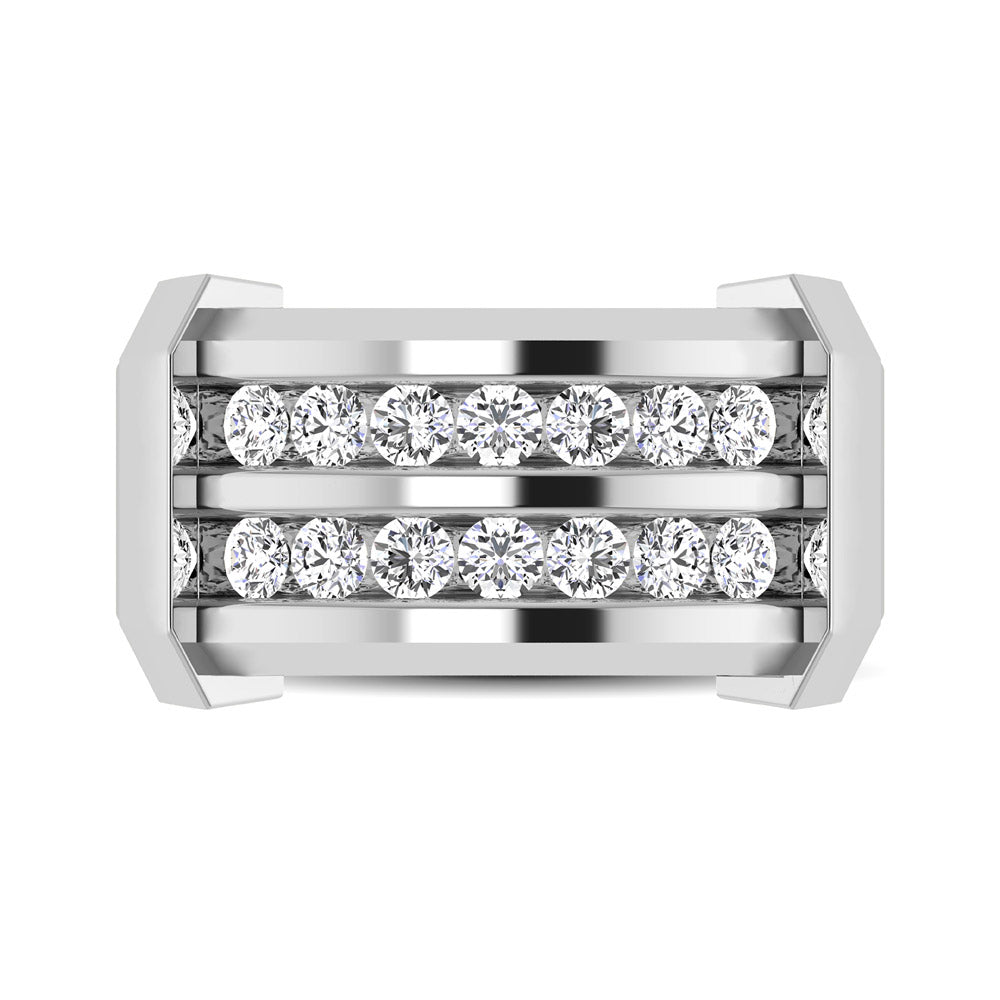 10K White Gold 1/5 Ct.tw Round Cut Diamond Men?s Wedding Band