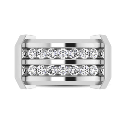 10K White Gold 1/5 Ct.tw Round Cut Diamond Men?s Wedding Band