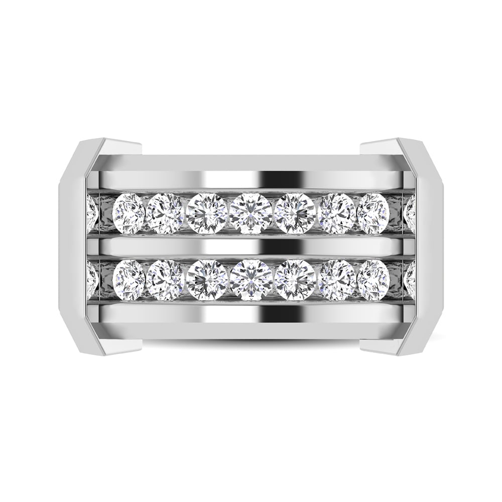 10K White Gold 1/2 Ct.tw Round Cut Diamond Men?s Wedding Band
