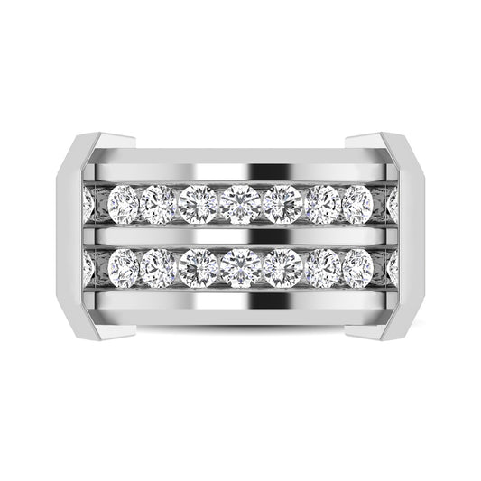 10K White Gold 1/2 Ct.tw Round Cut Diamond Men?s Wedding Band
