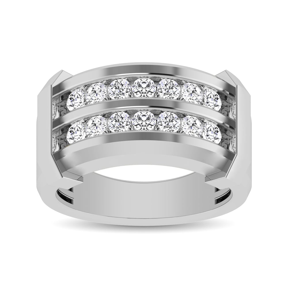 10K White Gold 1/2 Ct.tw Round Cut Diamond Men?s Wedding Band