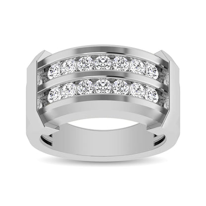 10K White Gold 1/2 Ct.tw Round Cut Diamond Men?s Wedding Band