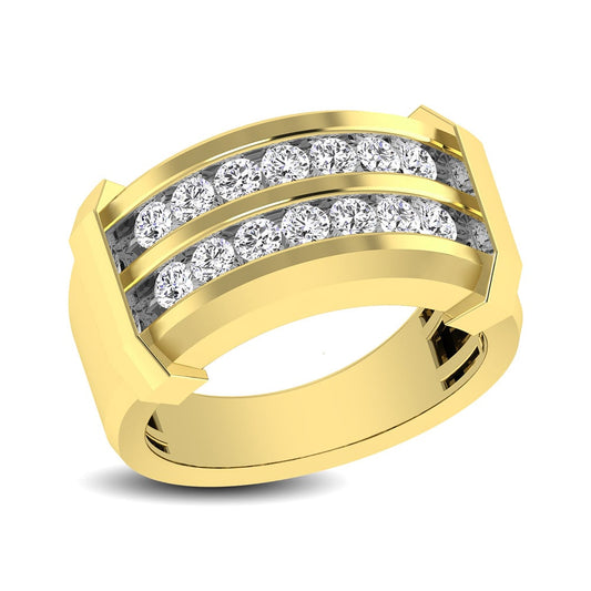 10K Yellow Gold 1 Ct.tw Round Cut Diamond Men?s Wedding Band