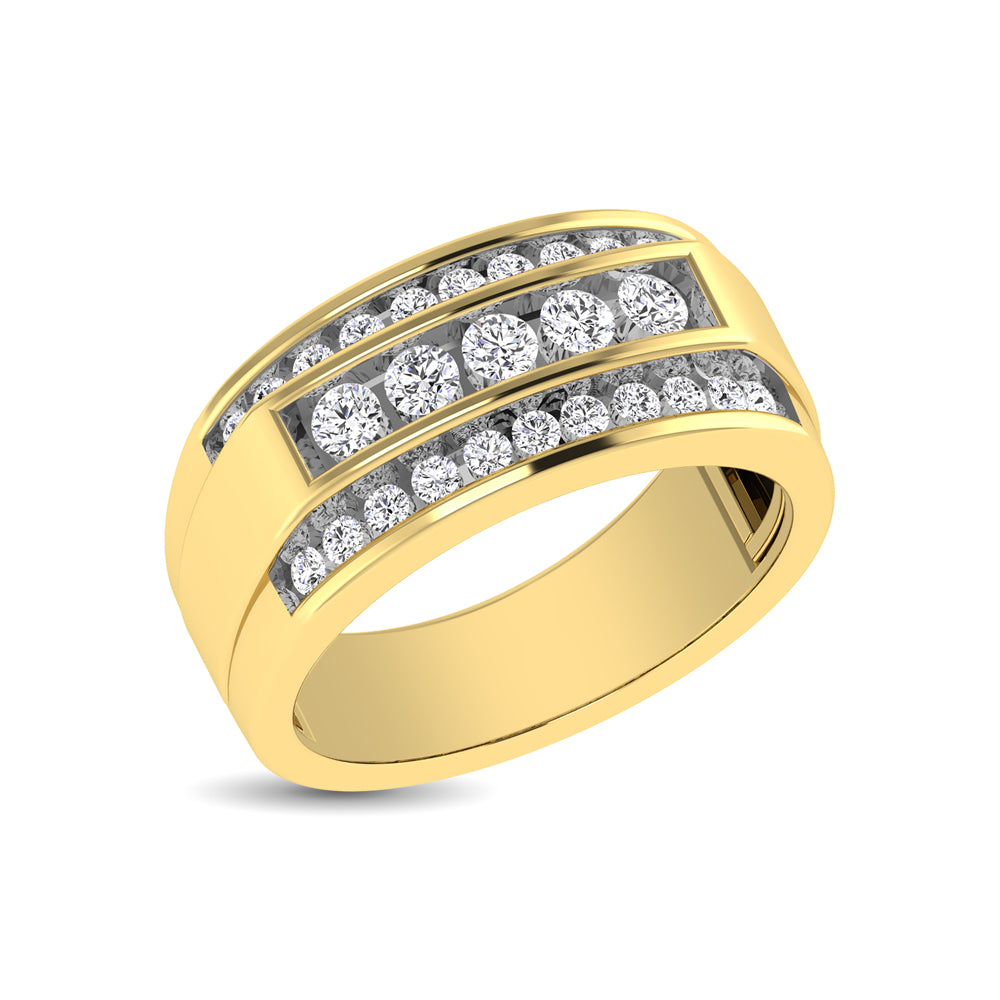 10K Yellow Gold 1 Ct.tw Round Cut Diamond Men?s Wedding Band