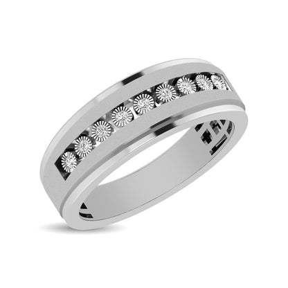 10K White Gold 1/10 Ct.Tw. Diamond Illusion Men?s Band