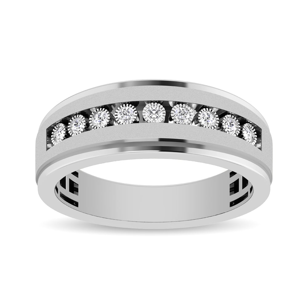 10K White Gold 1/10 Ct.Tw. Diamond Illusion Men?s Band