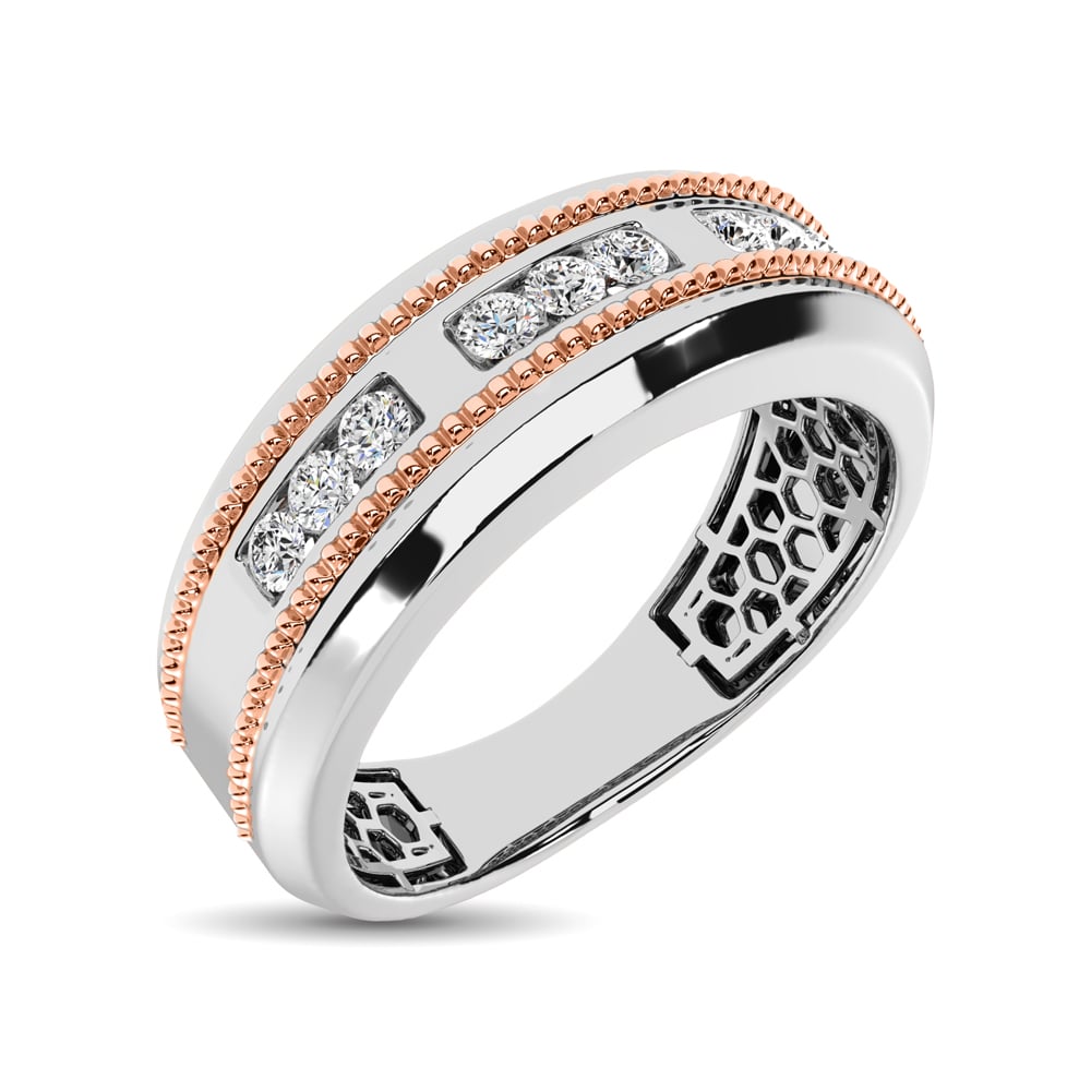 10K White Gold 1/4 Ct.Tw. Diamond Milgrain finish Men?s Band