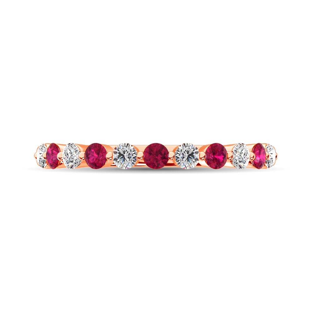 Diamond 1/2 Ct.Tw. And Alternate Ruby Stack Band in 14K Rose Gold ( 6 Diamond and 5 Ruby )