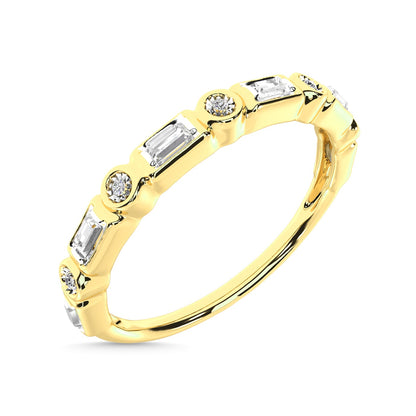 Diamond 1/8 Ct.Tw. Round and Baguette Stack Band in 14K Yellow Gold