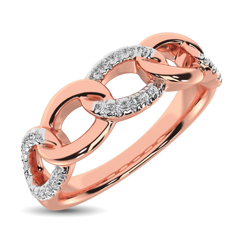 14K Rose Gold 1/6 Ct.Tw. Diamond Interlinked Anniversary Band