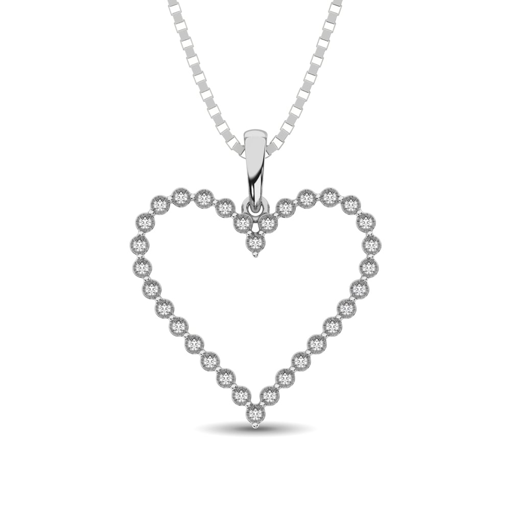 Sterling Silver 1/10 Ct.Tw. Diamond Heart Pendant