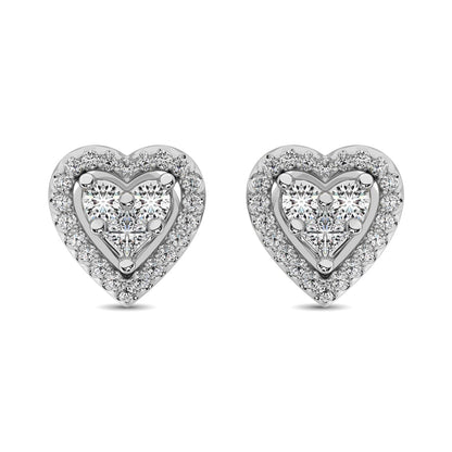 10K White Gold 1/3 Ct.Tw. Diamond Heart Stud Earrings