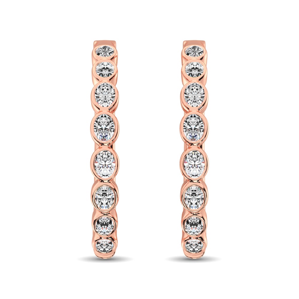 10K Rose Gold 1/3 Ct.Tw. Diamond Hoop Earrings