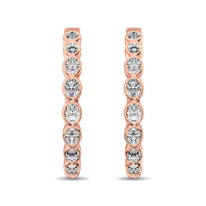 10K Rose Gold 1/3 Ct.Tw. Diamond Hoop Earrings